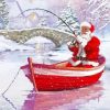 Santa Fishing In Winter Art Diamond Painting