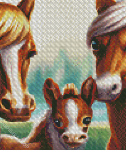 Selfie Horses Family Diamond Painting