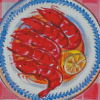 Shrimp In Plate Diamond Painting