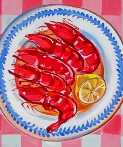 Shrimp In Plate Diamond Painting