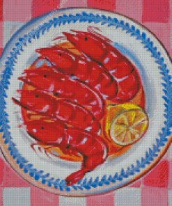 Shrimp In Plate Diamond Painting