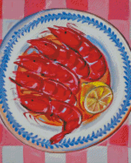 Shrimp In Plate Diamond Painting