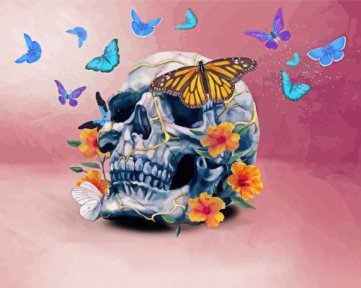 Skulls And Butterflies Diamond Painting