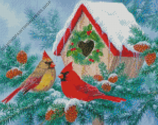 Snow Christmas Birds Diamond Painting