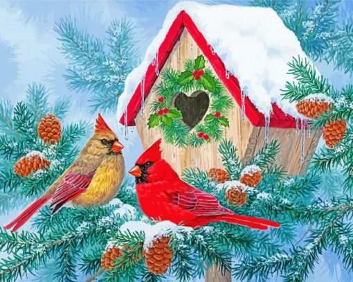 Snow Christmas Birds Diamond Painting