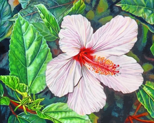 White Hibiscus Flower Diamond Painting