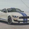 White And Blue Mustang Ford Car Diamond Painting