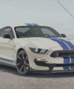 White And Blue Mustang Ford Car Diamond Painting