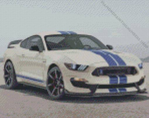 White And Blue Mustang Ford Car Diamond Painting