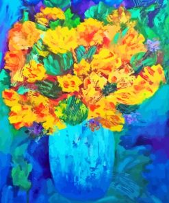 Yellow Flowers Vase Art Diamond Painting