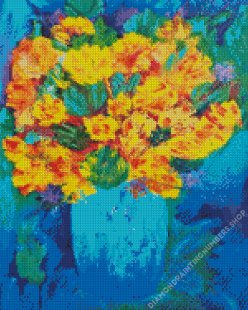 Yellow Flowers Vase Art Diamond Painting