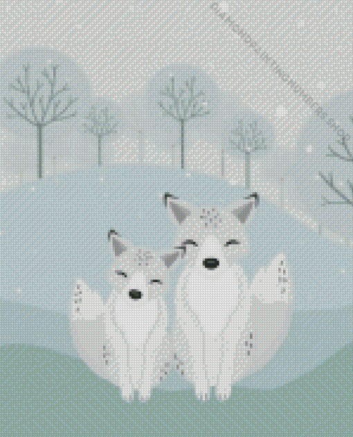 Baby Arctic Foxes Art Diamond Painting