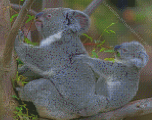 Baby Koala With His Mother Diamond Painting