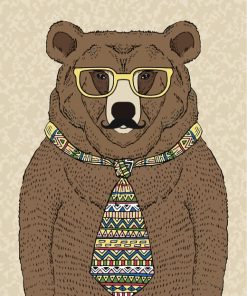 Bear With Tie Diamond Painting