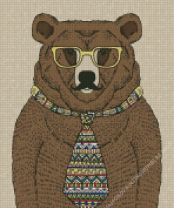 Bear With Tie Diamond Painting