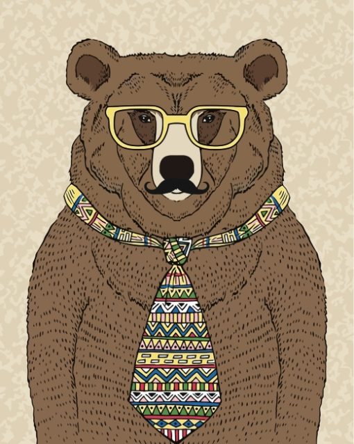 Bear With Tie Diamond Painting