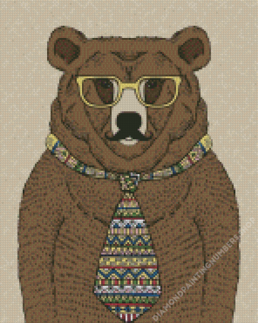 Bear With Tie Diamond Painting