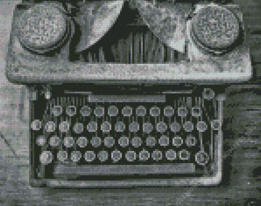 Black And White Old Typewriter Diamond Painting