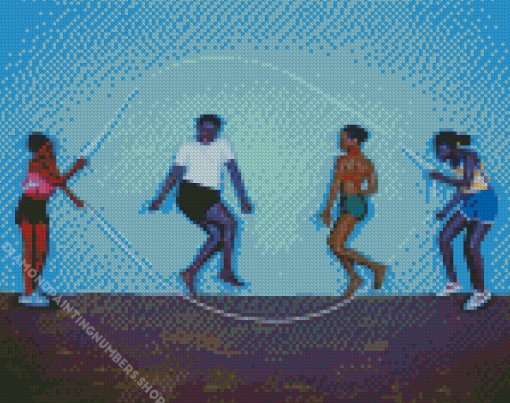 Black Children Jumping Rope Diamond Painting