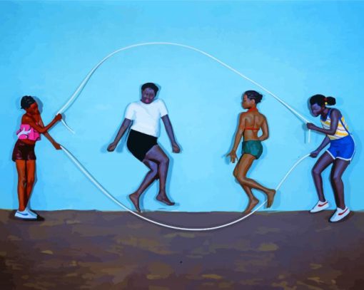 Black Children Jumping Rope Diamond Painting