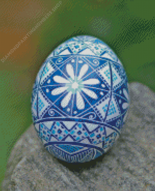 Blue Pysanka Ukrainian Egg Diamond Painting