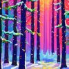 Colorful Snowy Forest Diamond Painting