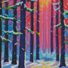 Colorful Snowy Forest Diamond Painting