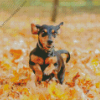 Dachshund Dog In Leaves Diamond Painting