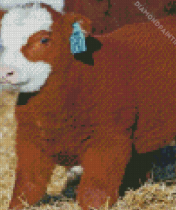 Fluffy Baby Cow Diamond Painting