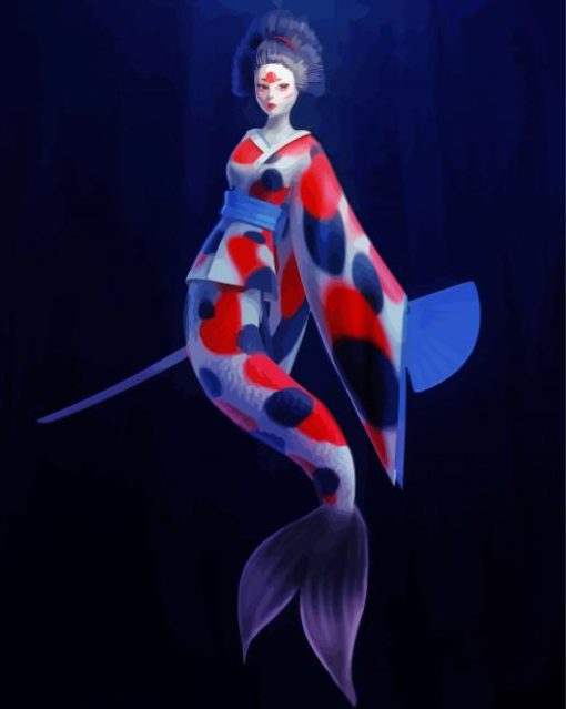 Geisha Mermaid Coy Fish Diamond Painting