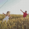 Girl And Boy In Field Diamond Painting