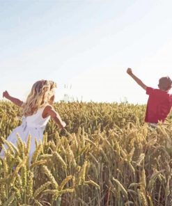 Girl And Boy In Field Diamond Painting