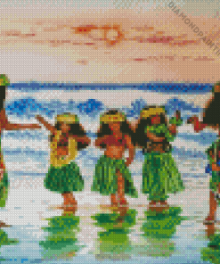 Hawaiian Girls Dancing Hula Dance Diamond Painting