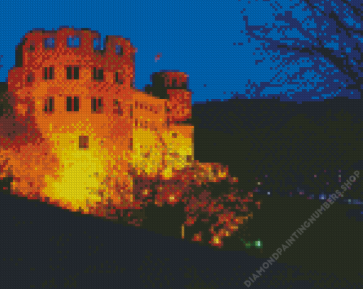 Heidelberg Castle Night Diamond Painting