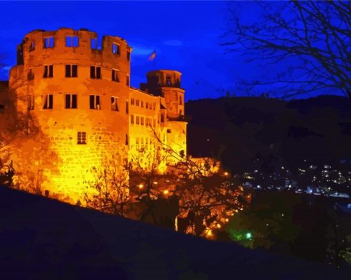 Heidelberg Castle Night Diamond Painting