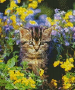 Little Cat In Garden Diamond Painting