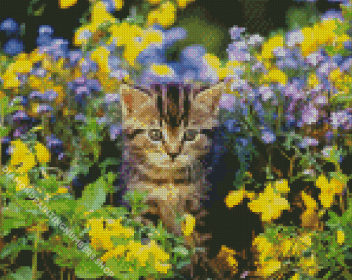 Little Cat In Garden Diamond Painting