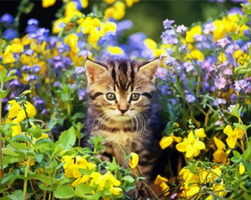 Little Cat In Garden Diamond Painting