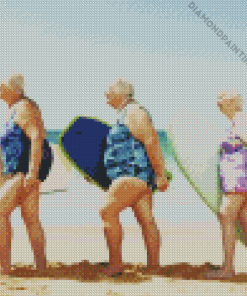 Old Fat Ladies On Beach Diamond Painting