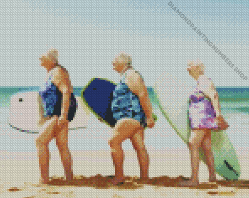 Old Fat Ladies On Beach Diamond Painting