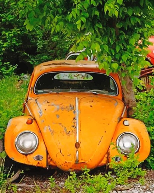 Orange Old Car Diamond Painting