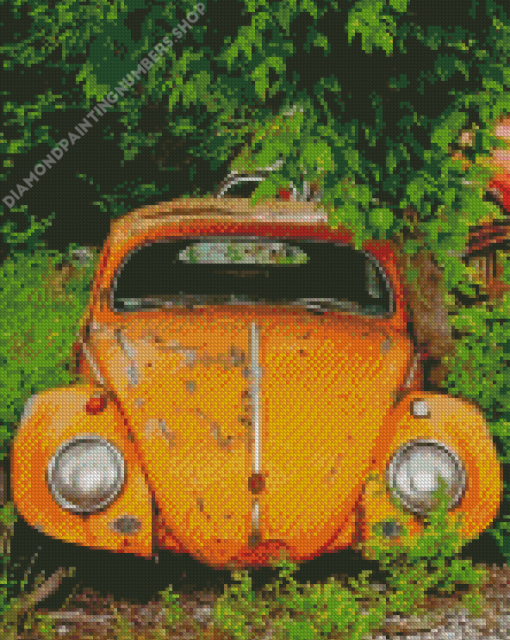 Orange Old Car Diamond Painting