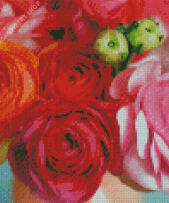 Pink And Orange Ranunculus Diamond Painting