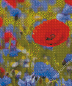 Red Poppies And Blue Cornflowers Diamond Painting