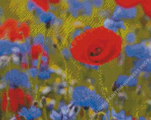 Red Poppies And Blue Cornflowers Diamond Painting