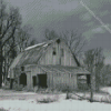 Vintage Black And White Barn Diamond Painting