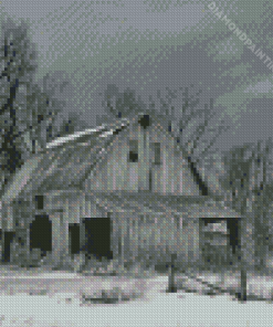 Vintage Black And White Barn Diamond Painting