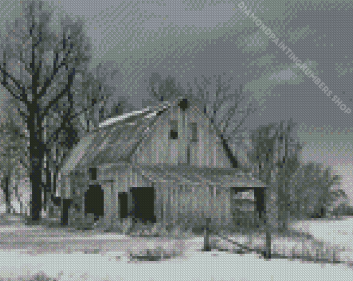 Vintage Black And White Barn Diamond Painting