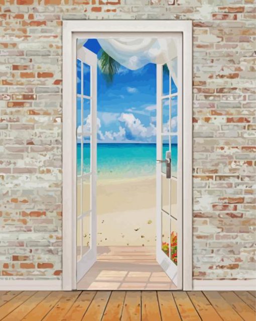 White Door To The Beach Diamond Painting