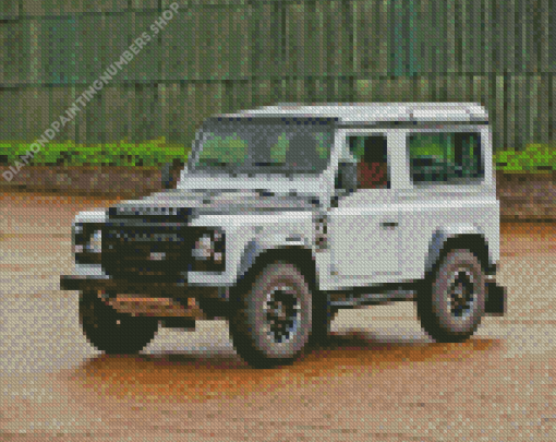 White Land Rover Defender 90 Diamond Painting